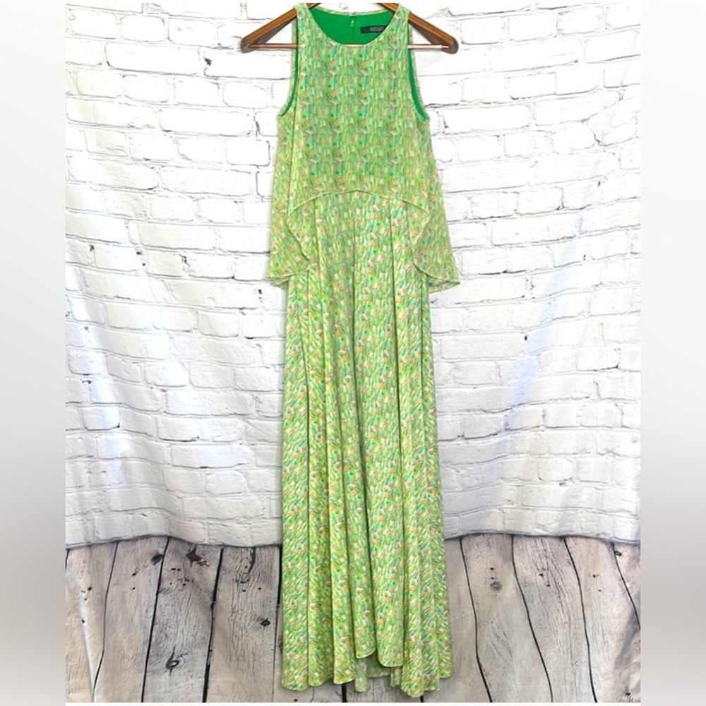 Badgley Mischka Elegant Green Sleeveless Maxi Dress Size 0